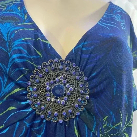 Apt 9 Womens Peacock Print Blouse - Picture 5 of 6